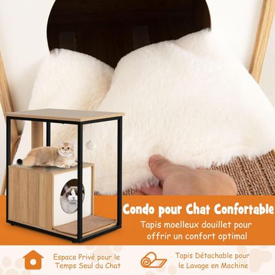 GIANTEX Table d'Appoint pour Chat - Armoire avec Cabane