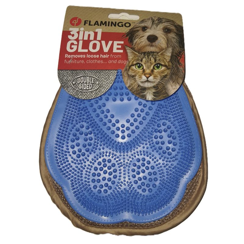 Flamingo - Gant brosse et enlève poils ANNABELLE 2 en 1 pour chiens et chat