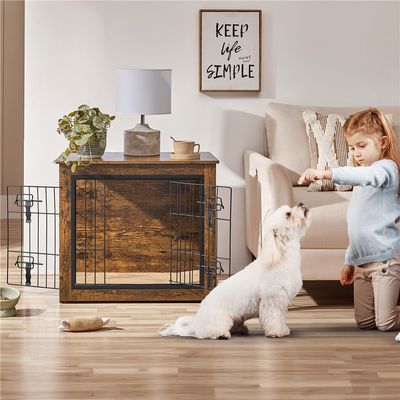Hundekäfig Möbel mit Hundedecke, Rustikal-Braun