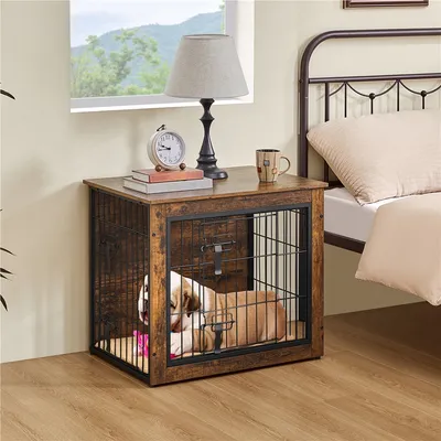 Hundekäfig Möbel mit Hundedecke, Rustikal-Braun