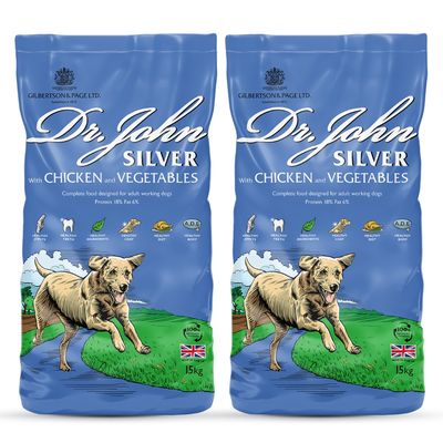 Croquettes chien senior & light – Dr John Silver Poulet 2x15 kg