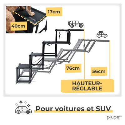 PiuPet® Escalier pour Chien I Jusqu’à 80kg I Pliable I Rampe Voiture