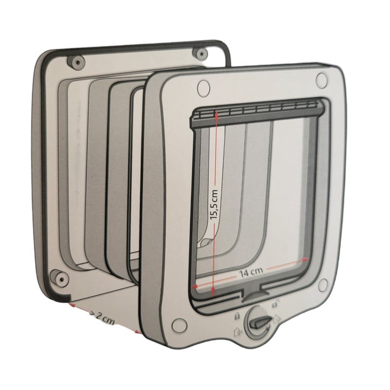 animallparadise - Chatière 4 positions avec tunnel 20 × 22 cm  grise pour c