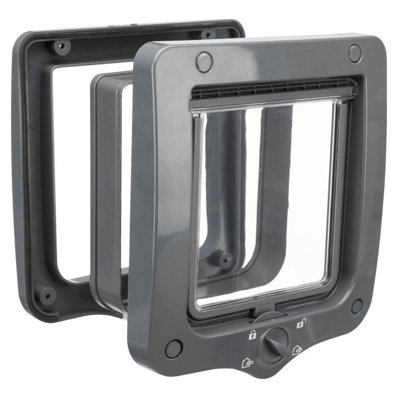animallparadise - Chatière 4 positions avec tunnel 20 × 22 cm  grise pour c