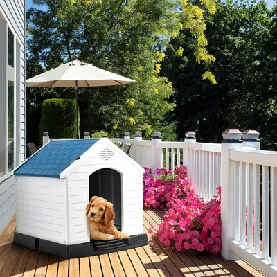 Giantex Wetterfeste Kunststoff Hundehütte Mit Belüftungssystem