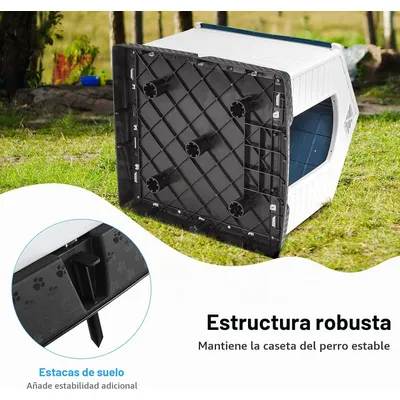 GIANTEX Caseta para perros de plástico, techo impermeable, suelo elevado GIANTEX Caseta para perros de plástico, techo impermeable, suelo elevado