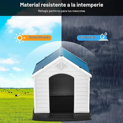 GIANTEX Caseta para perros de plástico, techo impermeable, suelo elevado GIANTEX Caseta para perros de plástico, techo impermeable, suelo elevado