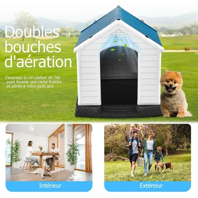 GIANTEX Niche pour Chien en Plastique,Toit Étanche,Plancher Surélevé