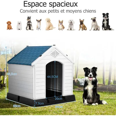 Giantex Niche pour Chien en Plastique,Toit Étanche,Plancher Surélevé