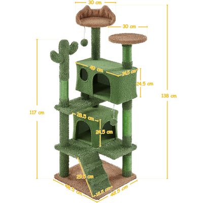 Arbre à Chat Design Cactus Tour Pour Chat Multiniveau Vert Et Brun