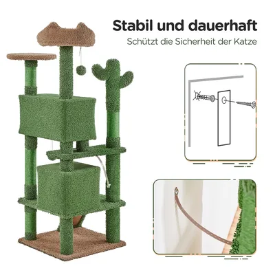 Kaktus Kratzbaum Modern Katzenbaum mit Aussichtsplattform 138cm hoch Kaktus Kratzbaum Modern Katzenbaum mit Aussichtsplattform 138cm hoch