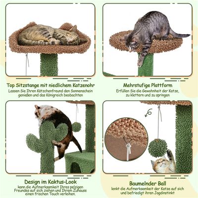Kaktus Kratzbaum Modern Katzenbaum mit Aussichtsplattform 138cm hoch
