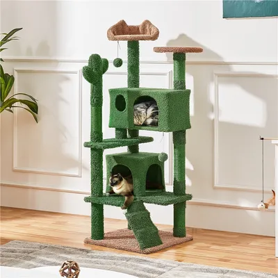 Kaktus Kratzbaum Modern Katzenbaum mit Aussichtsplattform 138cm hoch Kaktus Kratzbaum Modern Katzenbaum mit Aussichtsplattform 138cm hoch