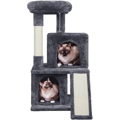 Arbre à Chat Avec Griffoir Et Poteaux En Sisal  91 Cm De Haut Gris Foncé