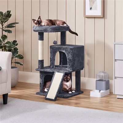 Arbre à Chat Avec Griffoir Et Poteaux En Sisal  91 Cm De Haut Gris Foncé