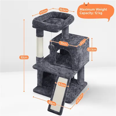 Arbre à Chat Avec Griffoir Et Poteaux En Sisal  91 Cm De Haut Gris Foncé