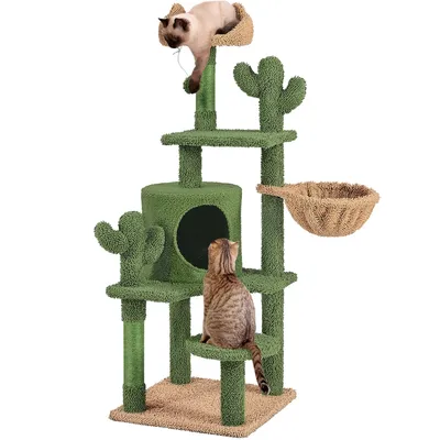Kaktus Kratzbaum 135 cm Katzenbaum mit Aussichtsplattform Katzenhöhle