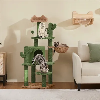 Kaktus Kratzbaum 135 cm Katzenbaum mit Aussichtsplattform Katzenhöhle Kaktus Kratzbaum 135 cm Katzenbaum mit Aussichtsplattform Katzenhöhle