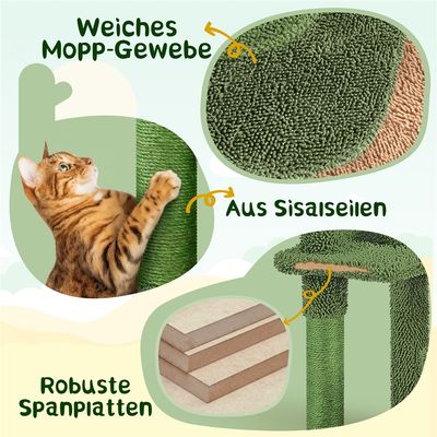 Kaktus Kratzbaum 135 cm Katzenbaum mit Aussichtsplattform Katzenhöhle