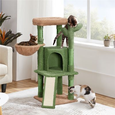 Kratzbaum Kaktus groß 106,5 cm hoch stabiler Katzenkratzbaum Grün-Braun