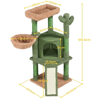 Arbre à Chat Design Cactus Tour Pour Chat En Peluche Hauteur 106,5 Cm