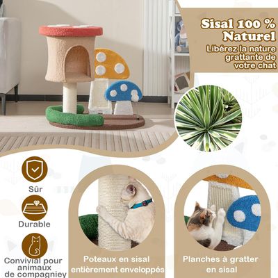 GIANTEX Arbre à Chat de Champignon pour Chaton avec Poteau en Sisal