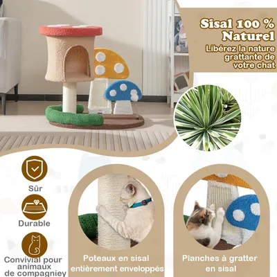 GIANTEX Arbre à Chat de Champignon pour Chaton avec Poteau en Sisal