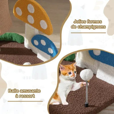 GIANTEX Arbre à Chat de Champignon pour Chaton avec Poteau en Sisal