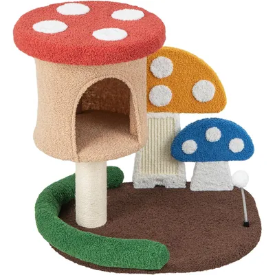 GIANTEX Arbre à Chat de Champignon pour Chaton avec Poteau en Sisal