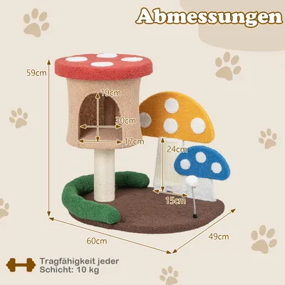 GIANTEX Pilzförmiger Kratzbaum Für Kätzchen Mit Sisalstange GIANTEX Pilzförmiger Kratzbaum Für Kätzchen Mit Sisalstange