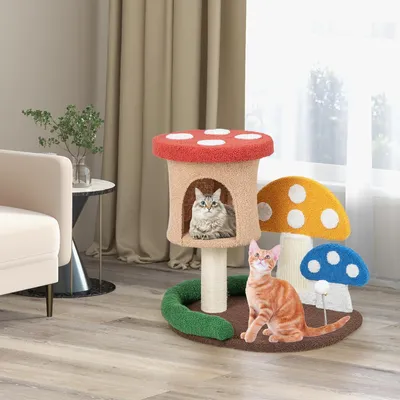 GIANTEX Arbre à Chat de Champignon pour Chaton avec Poteau en Sisal