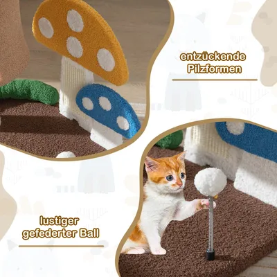 GIANTEX Pilzförmiger Kratzbaum Für Kätzchen Mit Sisalstange GIANTEX Pilzförmiger Kratzbaum Für Kätzchen Mit Sisalstange