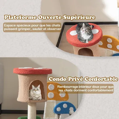 GIANTEX Arbre à Chat de Champignon pour Chaton avec Poteau en Sisal