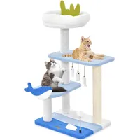GIANTEX Arbre à Chat Multi-Niveaux avec Style Océan, Grattoir en Sisal