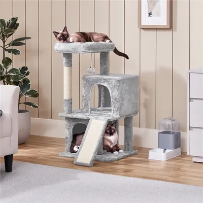 Arbre à Chat Avec Griffoir Et Poteaux En Sisal  91 Cm De Haut Gris Clair