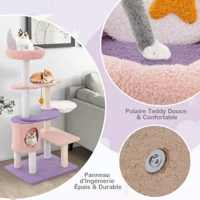 GIANTEX Arbre à Chat 140cm Design Mignon, Griffoirs en Sisal