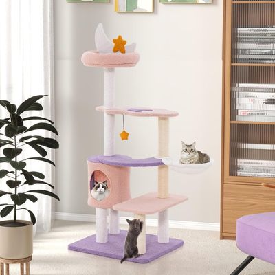 GIANTEX Arbre à Chat 140cm Design Mignon, Griffoirs en Sisal
