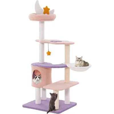 GIANTEX Arbre à Chat 140cm Design Mignon, Griffoirs en Sisal