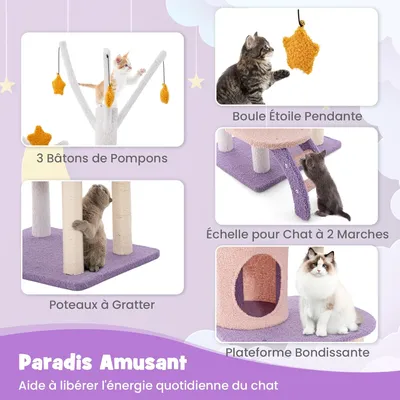 GIANTEX Arbre à Chat 158cm Design Mignon, Griffoirs en Sisal