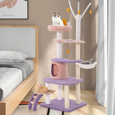 GIANTEX Arbre à Chat 158cm Design Mignon, Griffoirs en Sisal