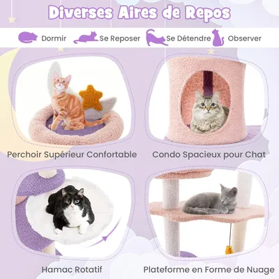 GIANTEX Arbre à Chat 158cm Design Mignon, Griffoirs en Sisal