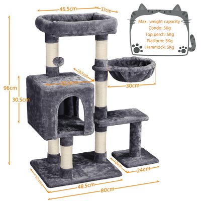 Arbre à Chat Arbre à Grimper Griffoir Avec Plate-forme Hauteur 96cm