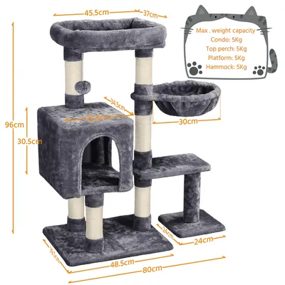 Arbre à Chat Arbre à Grimper Griffoir Avec Plate-forme Hauteur 96cm
