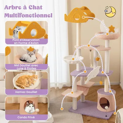 GIANTEX Arbre à Chat de 167 cm, Grande Arbre Moderne pour Chat