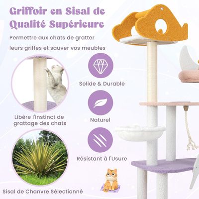 GIANTEX Arbre à Chat de 167 cm, Grande Arbre Moderne pour Chat