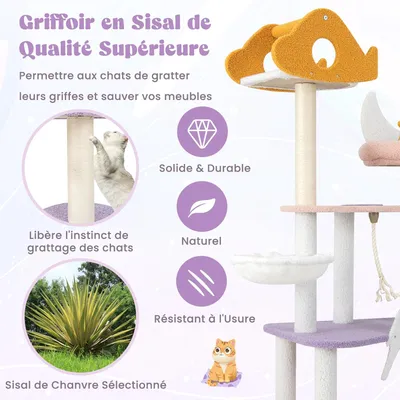 GIANTEX Arbre à Chat de 167 cm, Grande Arbre Moderne pour Chat