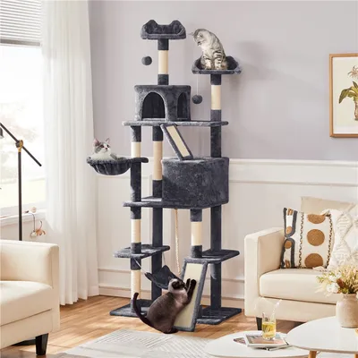 Arbre à Chat 209 Cm 2 Perchoirs Design Mignon 2 Grandes Niches