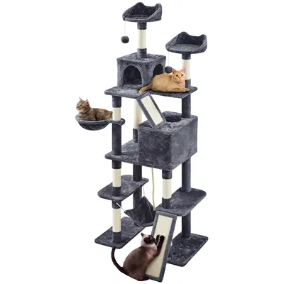 Arbre à Chat 209 Cm 2 Perchoirs Design Mignon 2 Grandes Niches