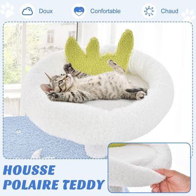 GIANTEX Arbre à Chat Multi-Niveaux avec Style Océan, Grattoir en Sisal