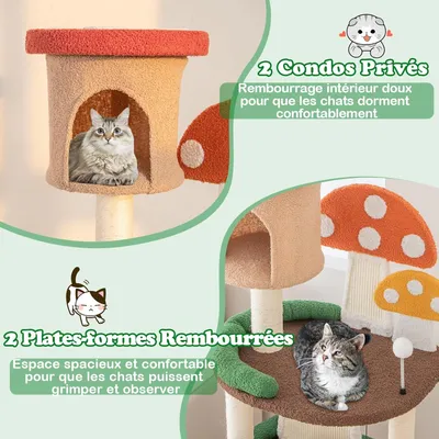 GIANTEX Arbre à Chat de Champignon pour Chaton avec Poteau en Sisal
